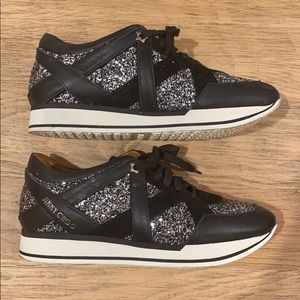 JIMMY CHOO black Miami Glitter SNEAKERS